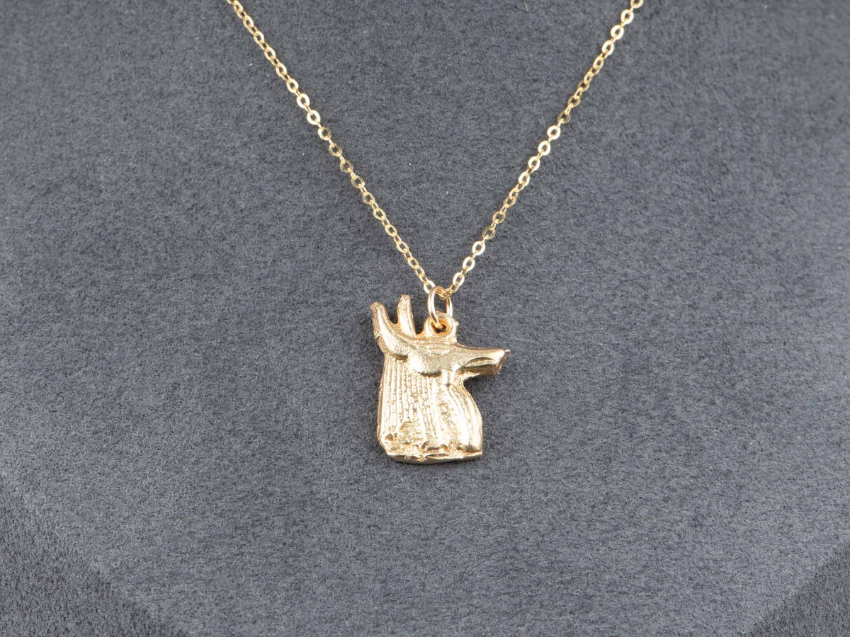 14K Gold Egyptian Revival Anubis Pendant Charm Jackal Head God of the Dead Canine Deity V1275 Aurora Designer