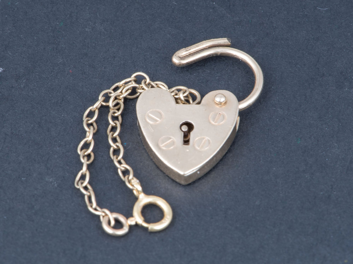 9K Gold Vintage Charm Bracelet Padlock Clasp14x10mm Opens &amp; Clicks Shut V1278 Aurora Designer