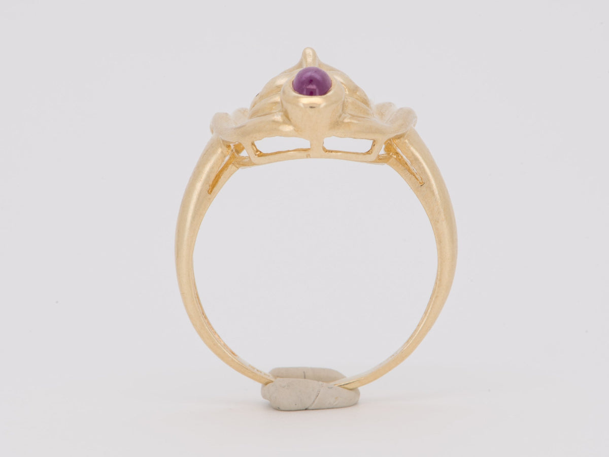 14K Gold Egyptian Revival Ring with Ruby and Diamond African Queen Goddess Motif Woman Figure Cleopatra Nefertiti V1279 V Aurora Designer