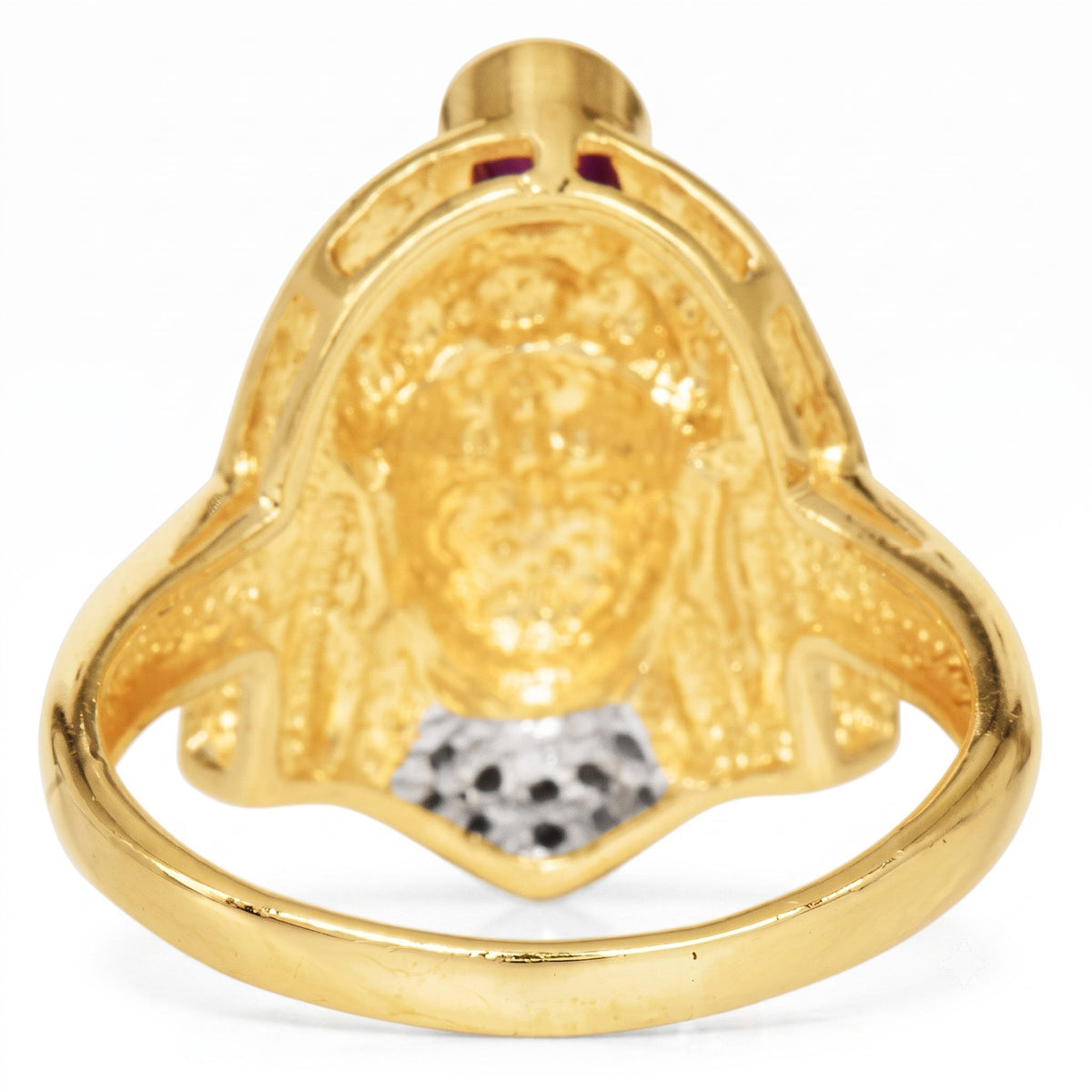 14K Gold Egyptian Revival Ring with Ruby and Diamond African Queen Goddess Motif Woman Figure Cleopatra Nefertiti V1279 V Aurora Designer