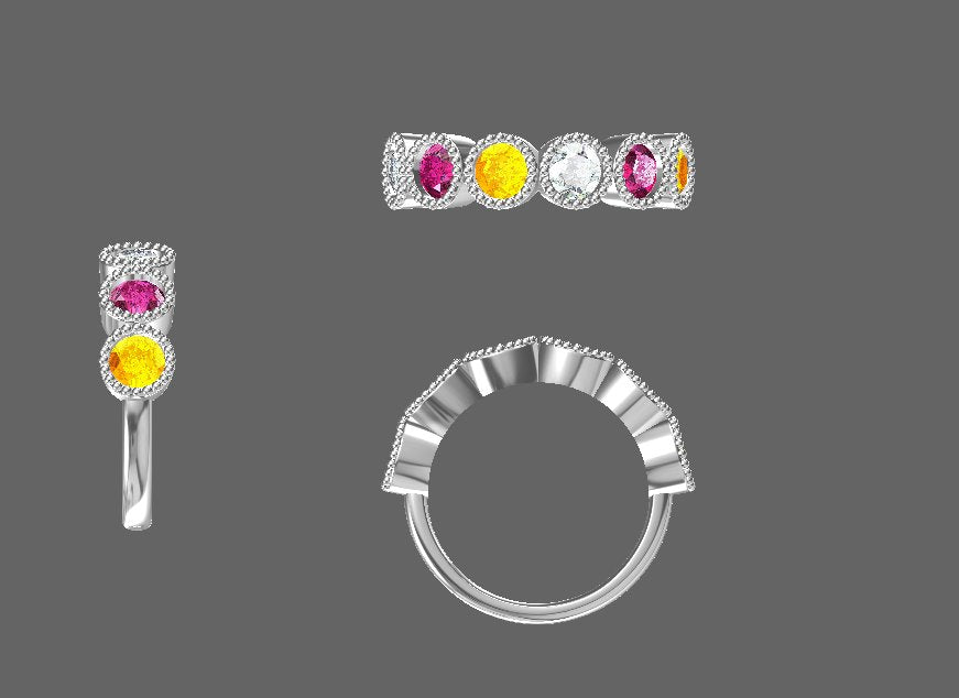 Custom Listing for Yeo*** Custom Birthstone Band 14K Rose Gold Aurora Designer