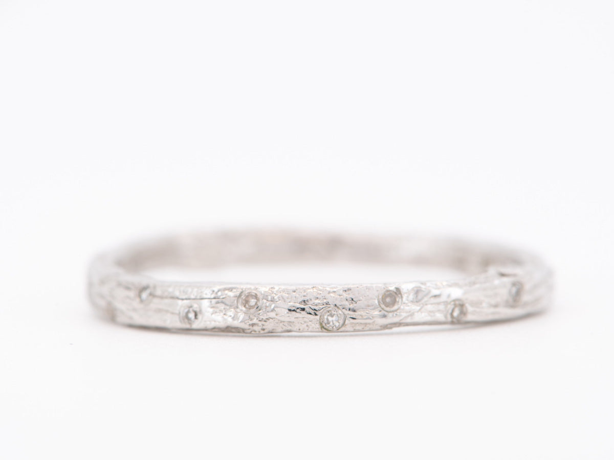 Diamond Sprinkle Twig Tree Branch Casted 14K Gold Ring Wedding Band with Diamonds AD1333 Aurora Designer
