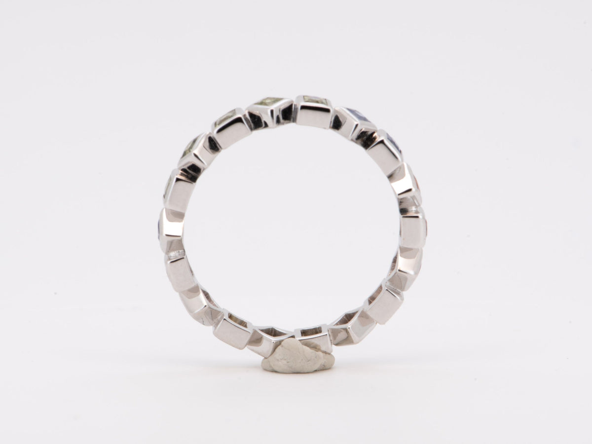 Fancy Sapphire Ring 14k Gold Full Eternity Wedding Band 2mm Square Gemstone Bezel Set AD1470E Aurora Designer