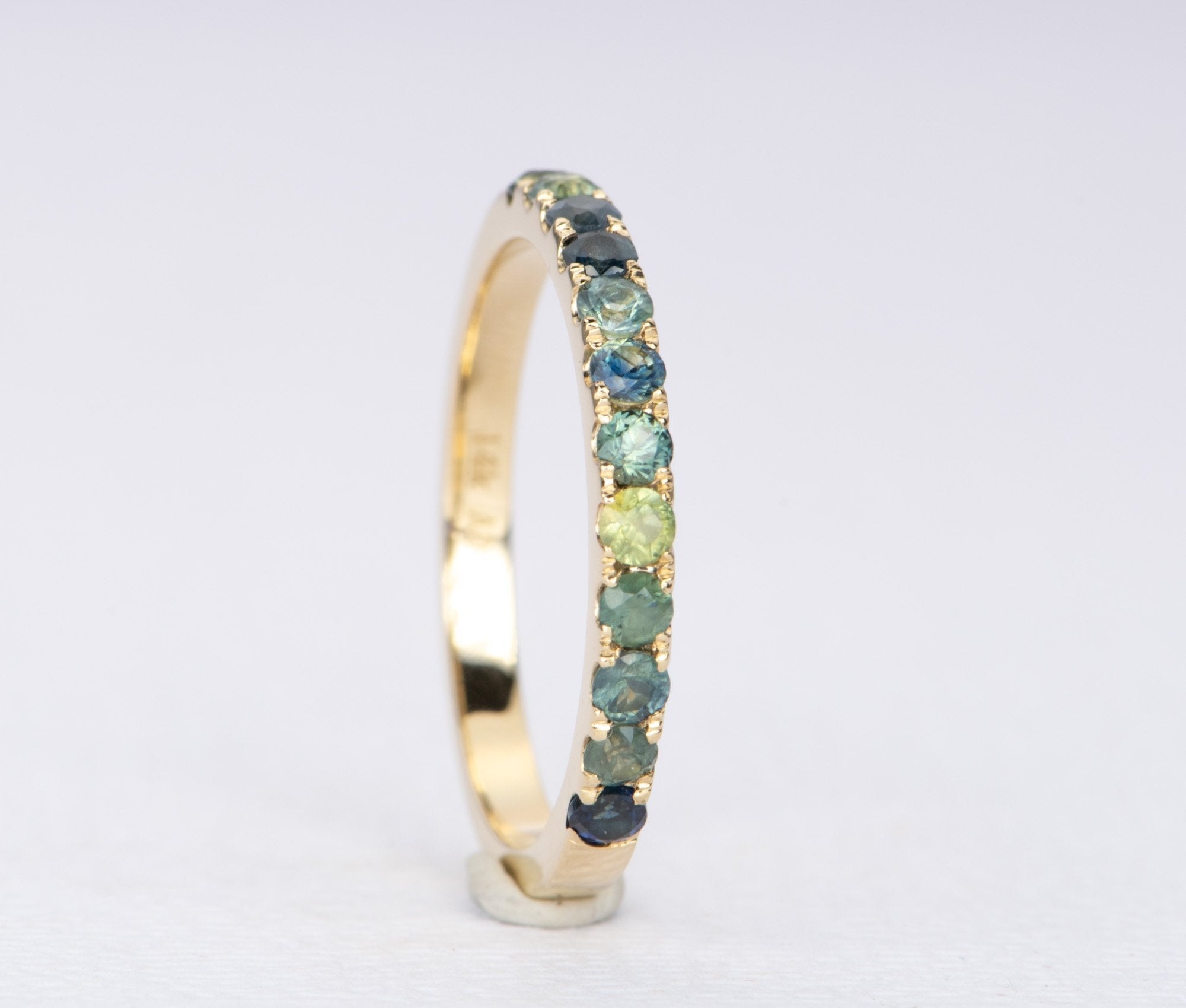2mm Teal Sapphire Gradient Color Wedding Band 14K Gold AD1509AS ...