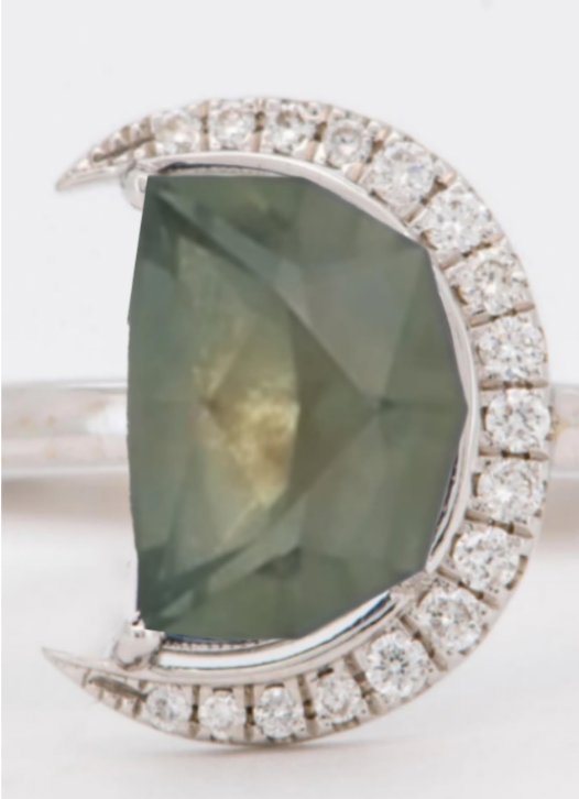 Custom Listing for Mary*** Custom Half Moon Montana Sapphire 14K Gold Ring Aurora Designer
