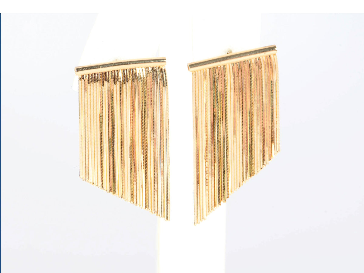 18K Gold Slinky Snake Chain Fringe Earrings R3241 Aurora Designer