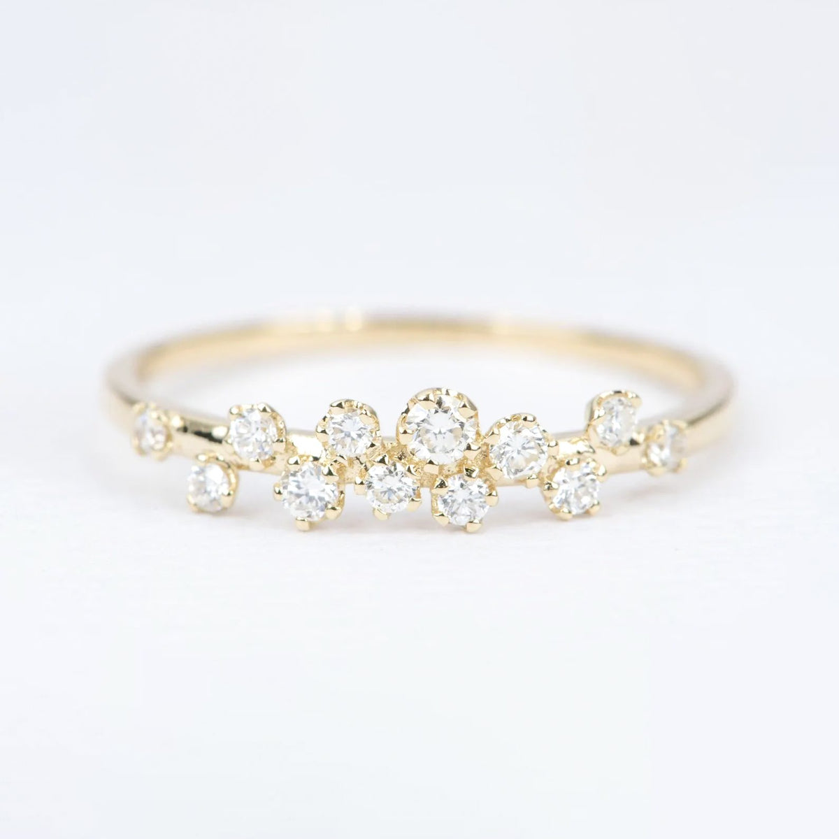Celestial Diamond Cluster Ring 14K Gold Wedding Band AD2322 Closeout