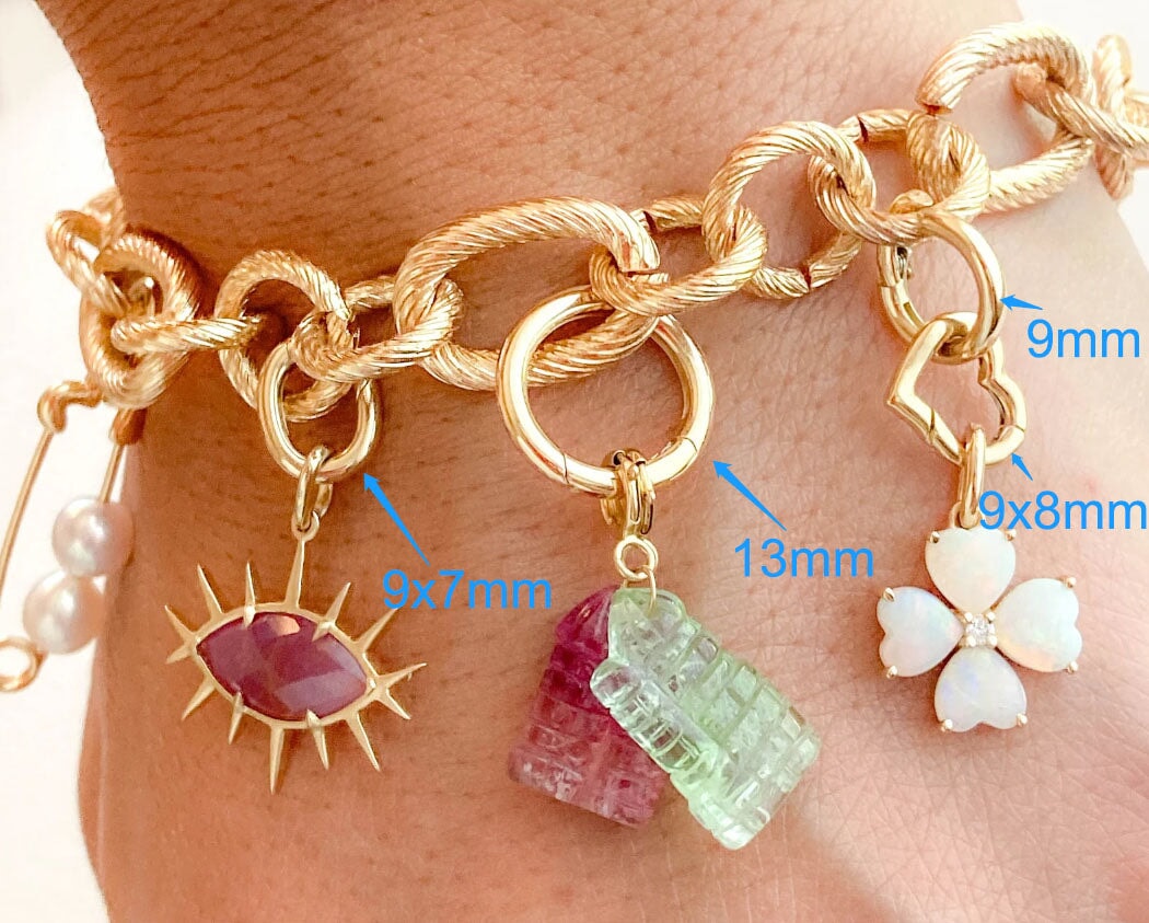 Push Gate Small Oval 9x7mm 14K Gold Pendant Holder Enhancer M4007S Aurora Designer