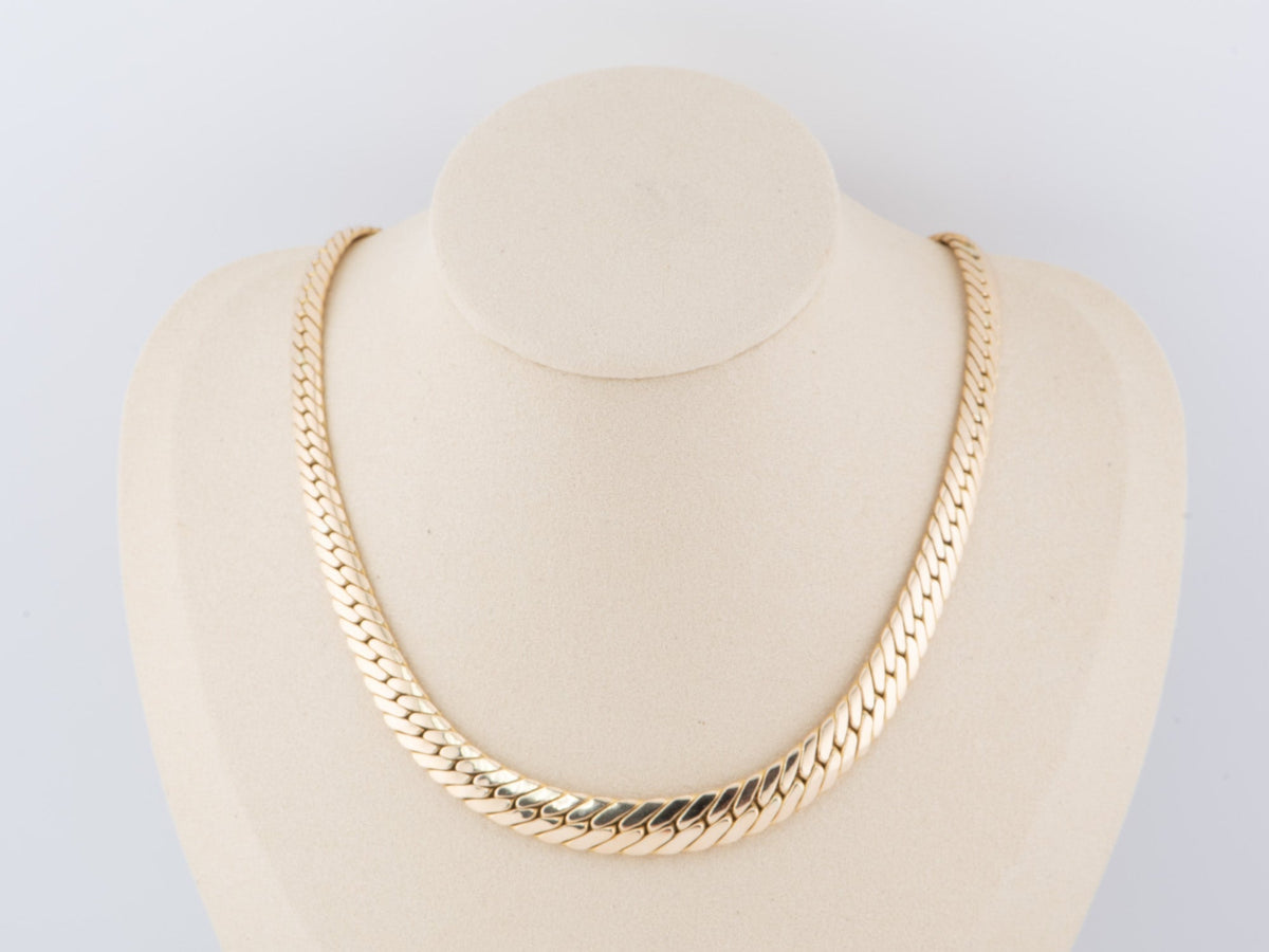 8.3mm Herringbone Link Chain Necklace 16.25&quot; 14k Gold 18.92g R4479 Aurora Designer