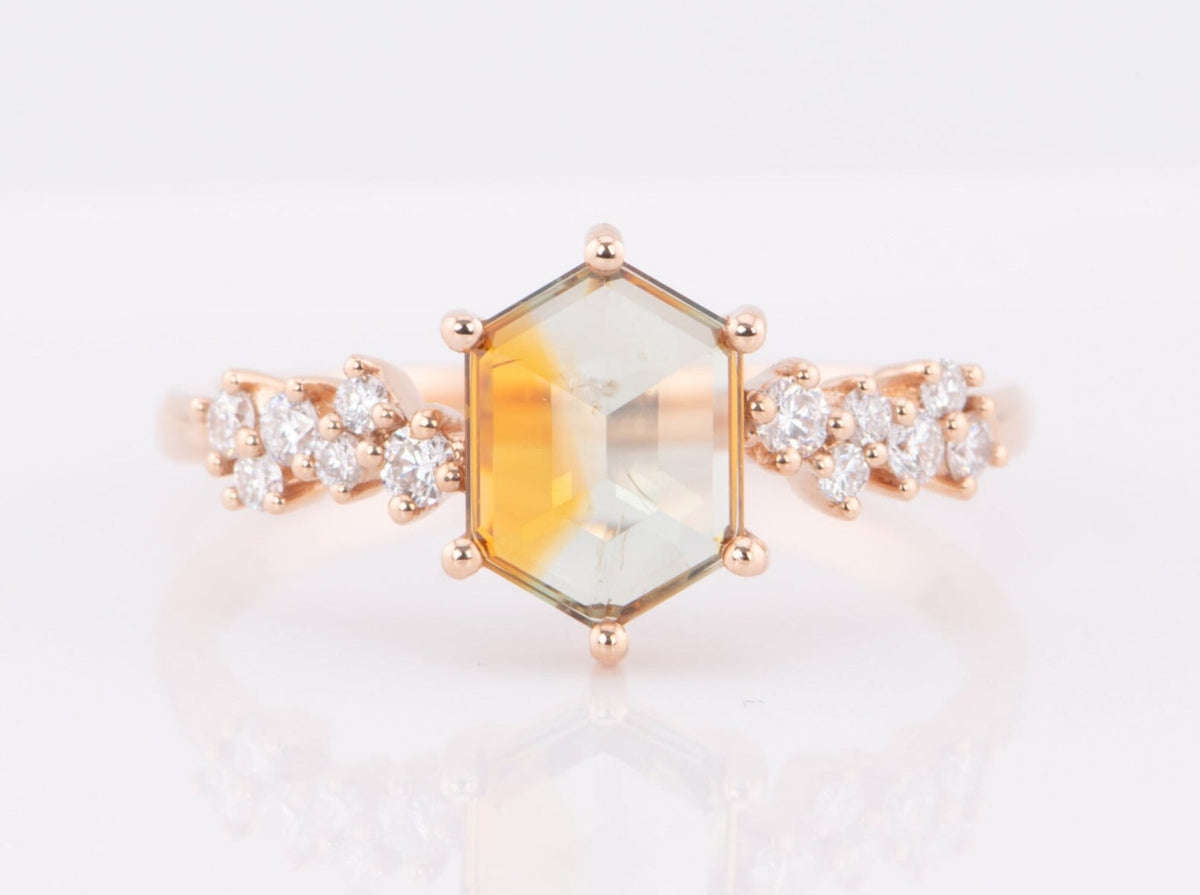 1.65ct "Fish Bowl" Montana Sapphire Engagement Ring 14K Rose Gold R6612 Aurora Designer