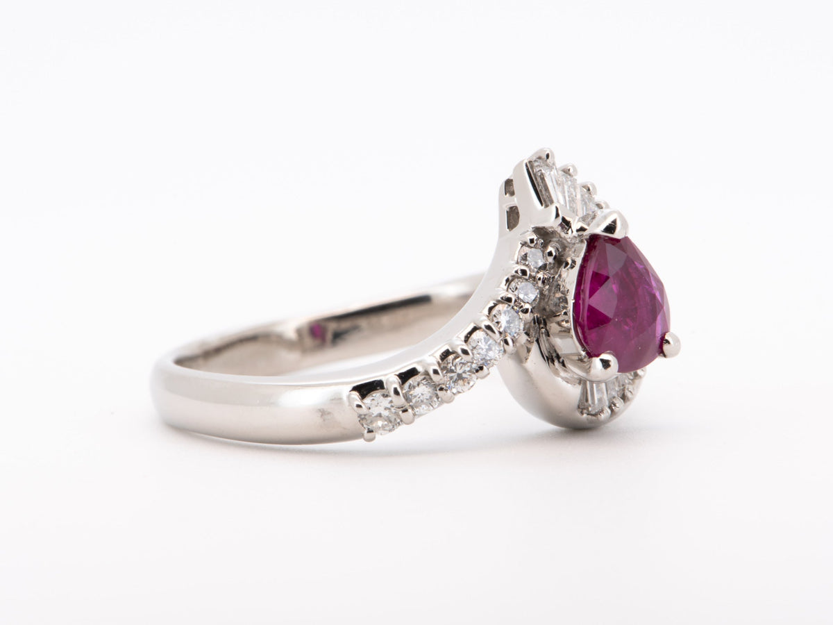 1.21ctw Ruby and Diamond Halo Engagement Ring Platinum Heavy 7g+ R6731 Aurora Designer