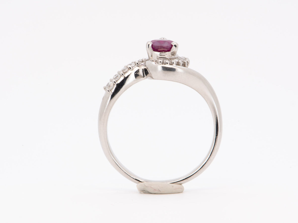 1.21ctw Ruby and Diamond Halo Engagement Ring Platinum Heavy 7g+ R6731 Aurora Designer