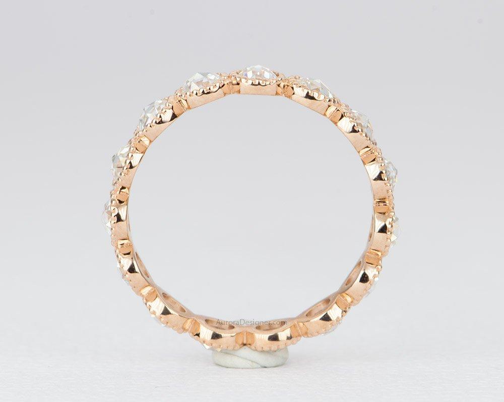 Rosecut Moissanite Ring 14k Gold Full Half Eternity Wedding Band Diamond Alternative AD1599