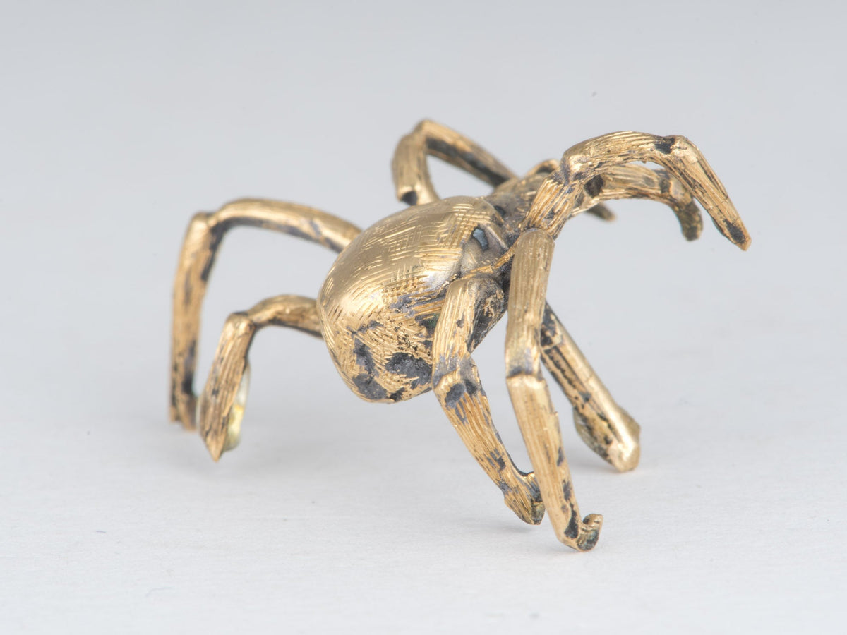 14K Gold Vintage Spider Pin Tietack with Raised Legs Three Dimensional Animal Jewelry V1244