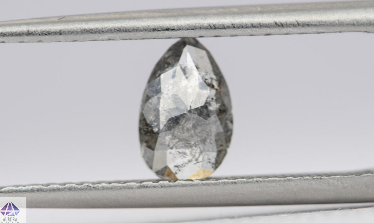 0.57ct Pear Shape Salt and Pepper Rose Cut Diamond, 7.5*4.8*2.1mm SPP60