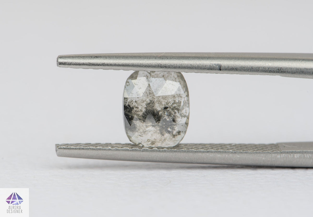 0.61ct Oval Shape Salt and Pepper Rosecut Diamond, 7.0*5.7*1.5mm SPS05