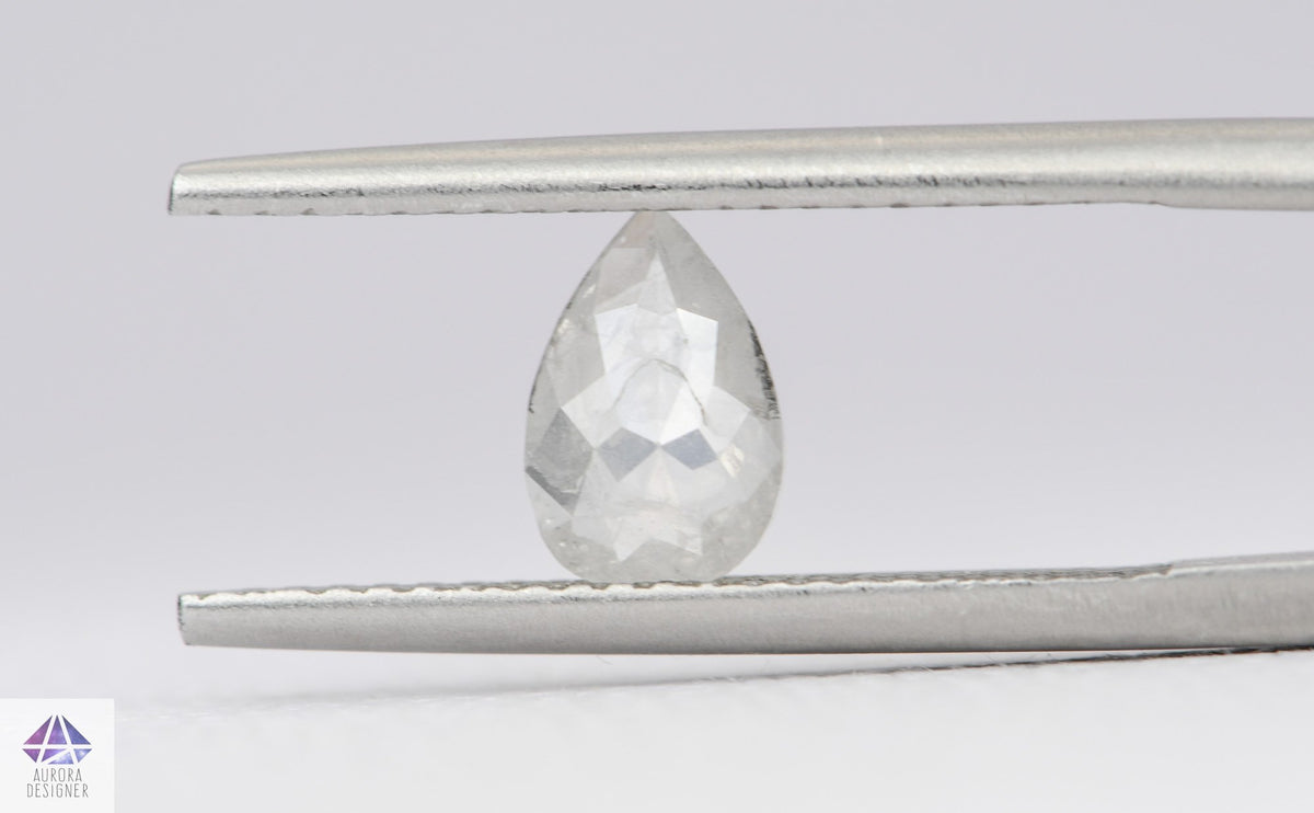 0.61ct Pear Shape Salt and Pepper Rose Cut Diamond, 7.3*5.1*2.2mm SPP74