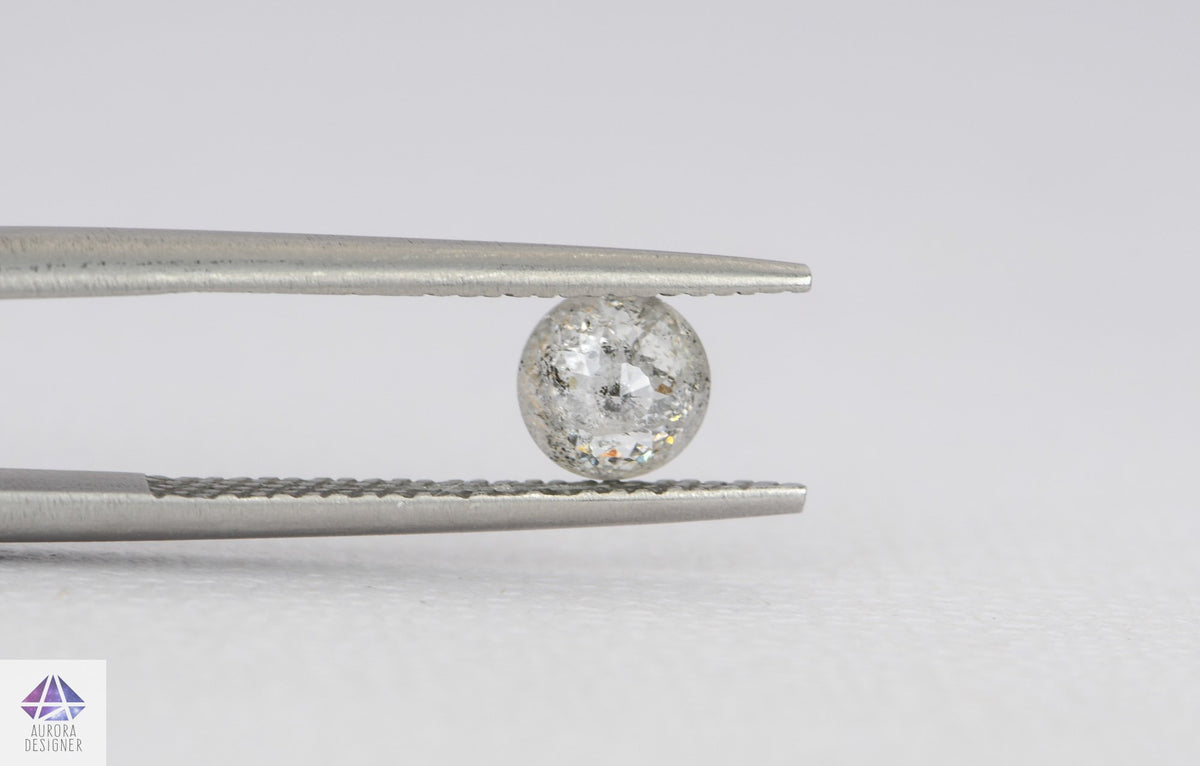 0.61ct Round Shape Salt and Pepper Rose Cut Diamond, 5.5*2.6mm SPR36