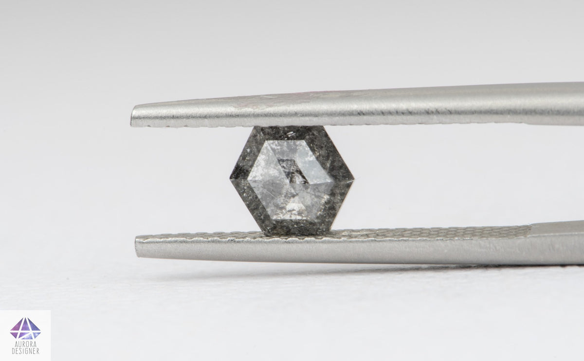 0.62ct Hexagon Shape Salt and Pepper Diamond, 6.5*5.2*2.3mm SPH162