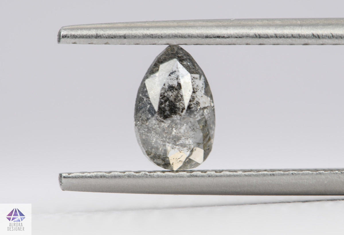 0.63ct Pear Shape Salt and Pepper Rose Cut Diamond, 7.5*4.7*2.3mm SPP59