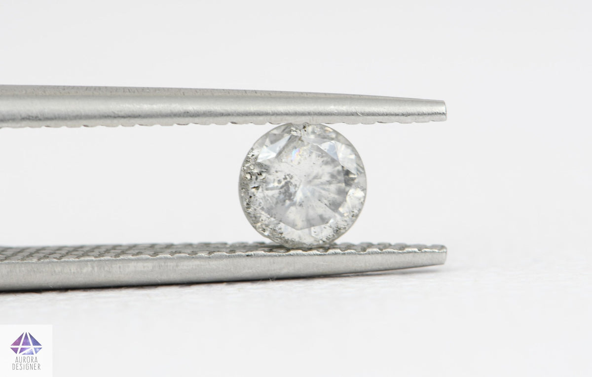 0.63ct Round Shape Salt and Pepper Diamond, 5.2*3.4mm RBC13