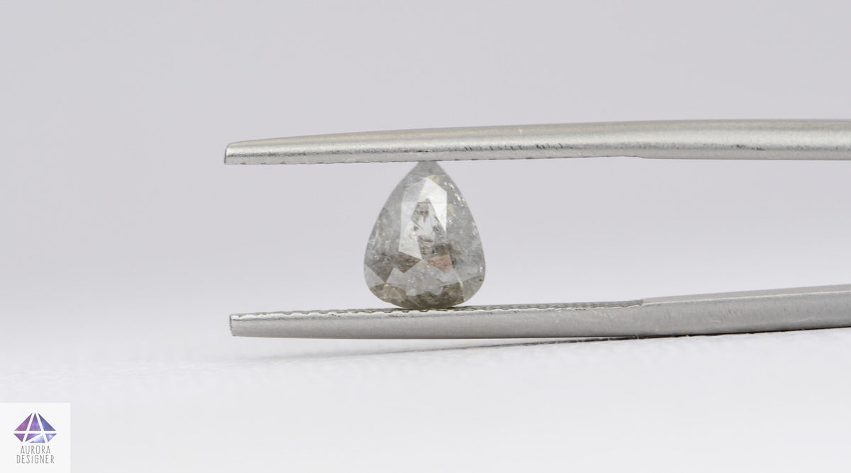 0.65ct Pear Shape Salt and Pepper Rose Cut Diamond, 7.2*5.7mm SPP18