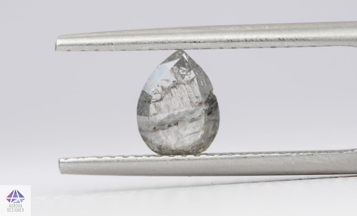 0.66ct Pear Shape Salt and Pepper Rose Cut Diamond, 7.0*5.4*2.0mm SPP61