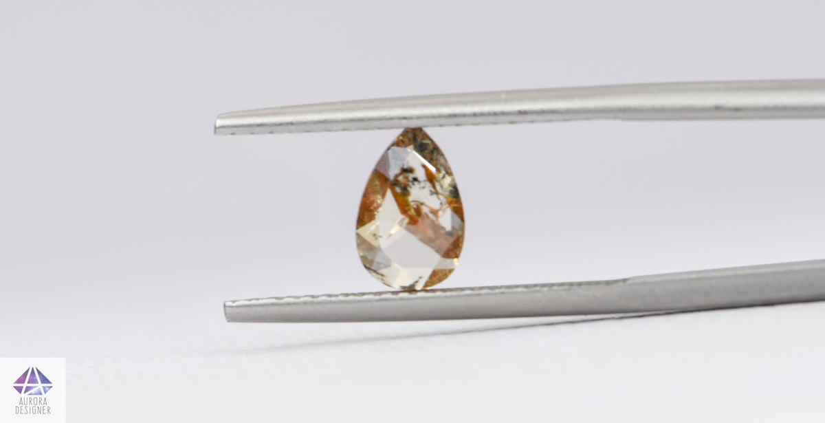 0.66ct Pear Shape Salt and Pepper Rose Cut Diamond, 8.0*5.1*1.7mm SPP28