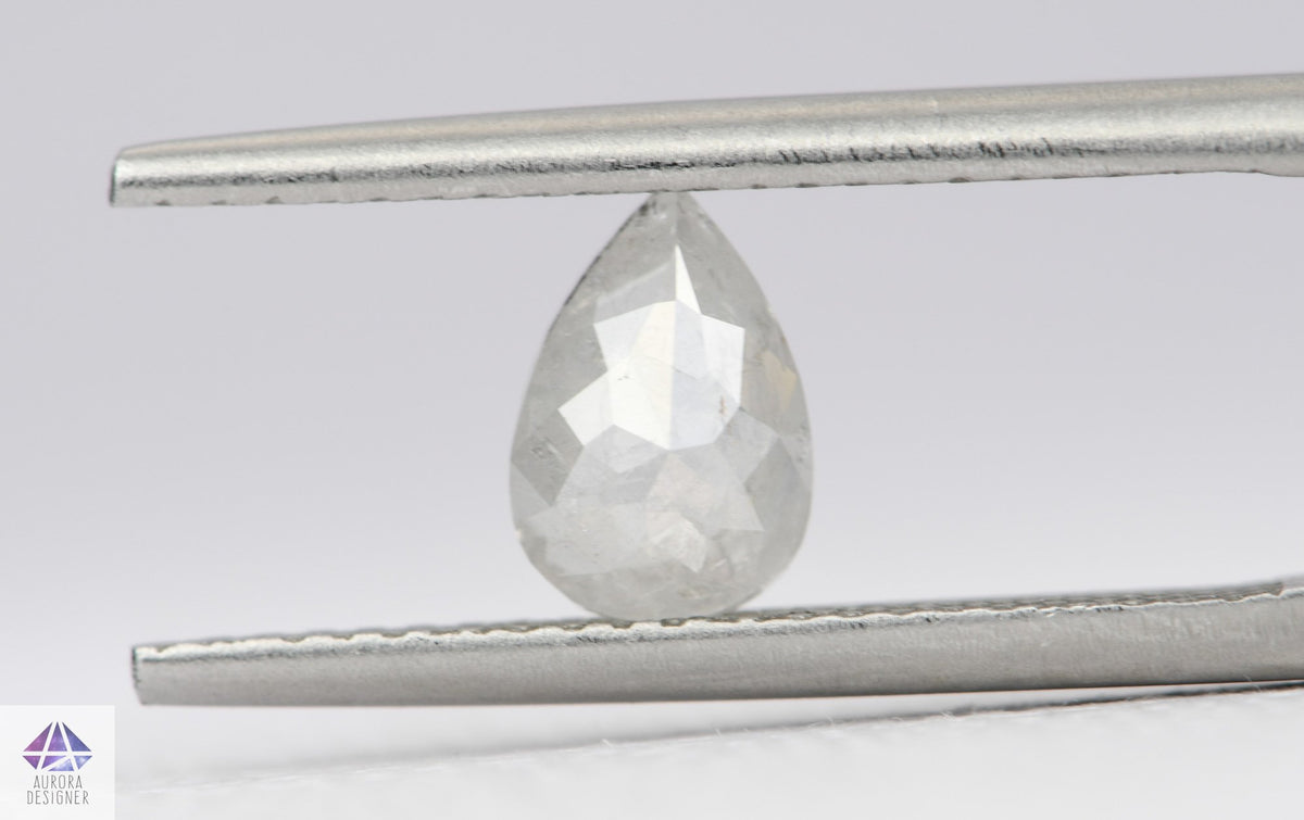 0.68ct Pear Shape Salt and Pepper Rose Cut Diamond, 7.4*5.1*2.5mm SPP73