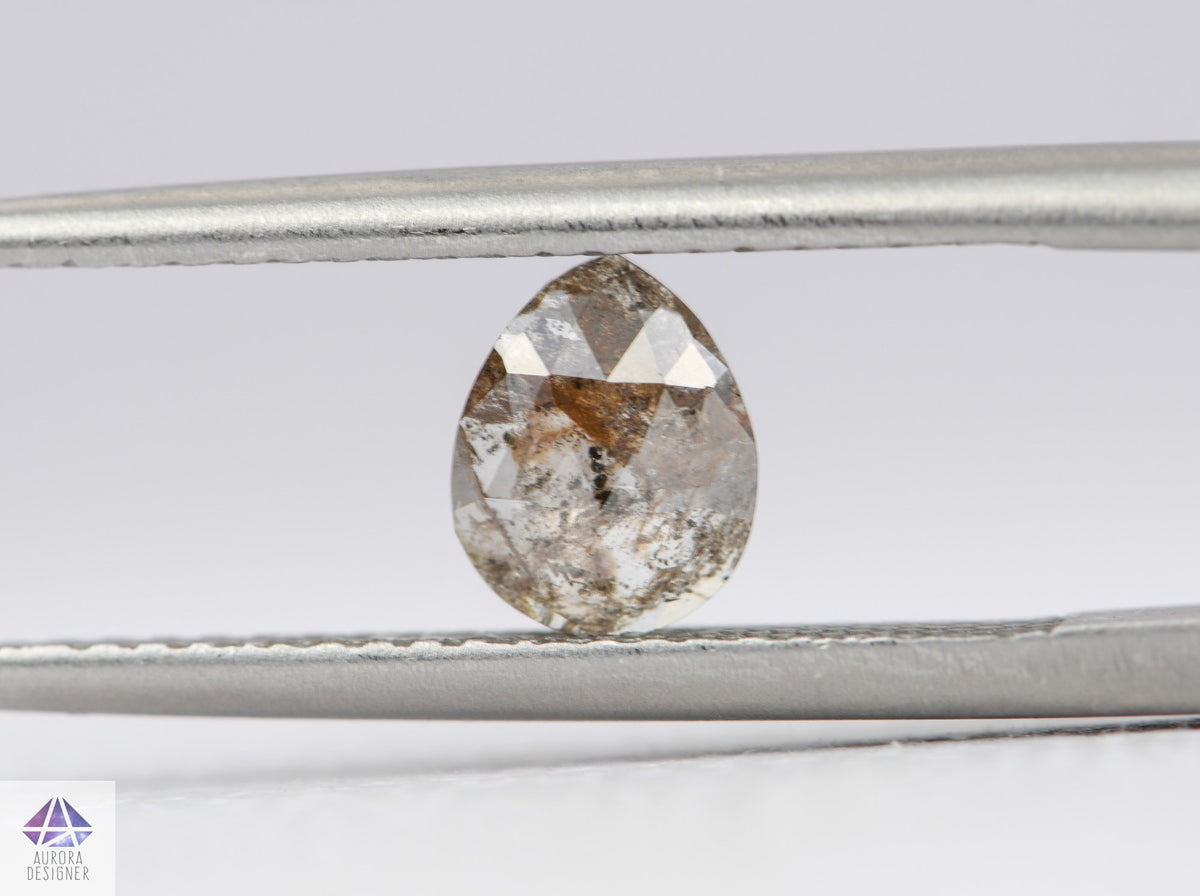 0.69ct Pear Shape Salt and Pepper Rose Cut Diamond, 6.5*5.1*2.1mm SPP62
