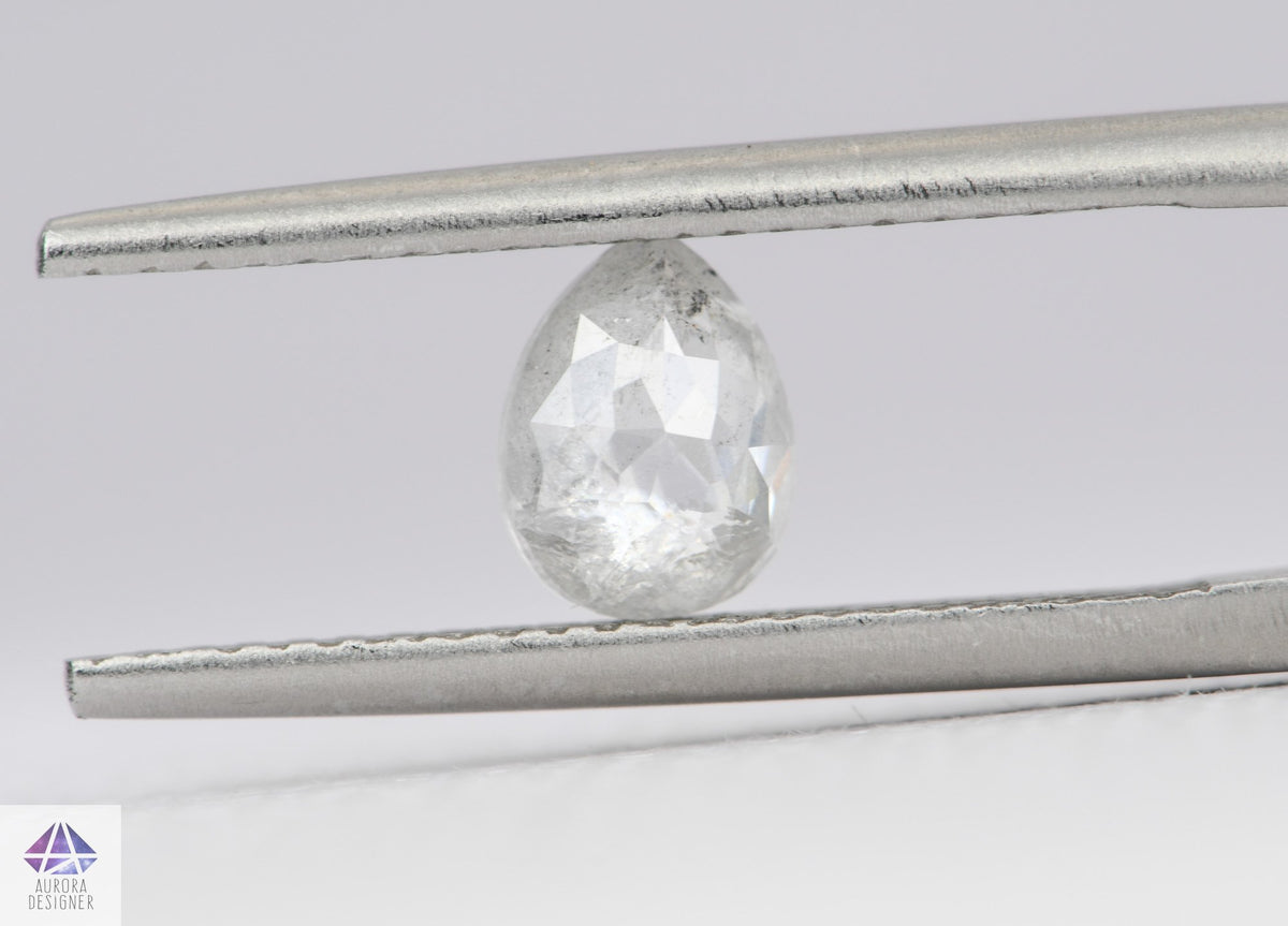 0.72ct Pear Shape Salt and Pepper Rose Cut Diamond, 6.5*5.0*2.5mm SPP57