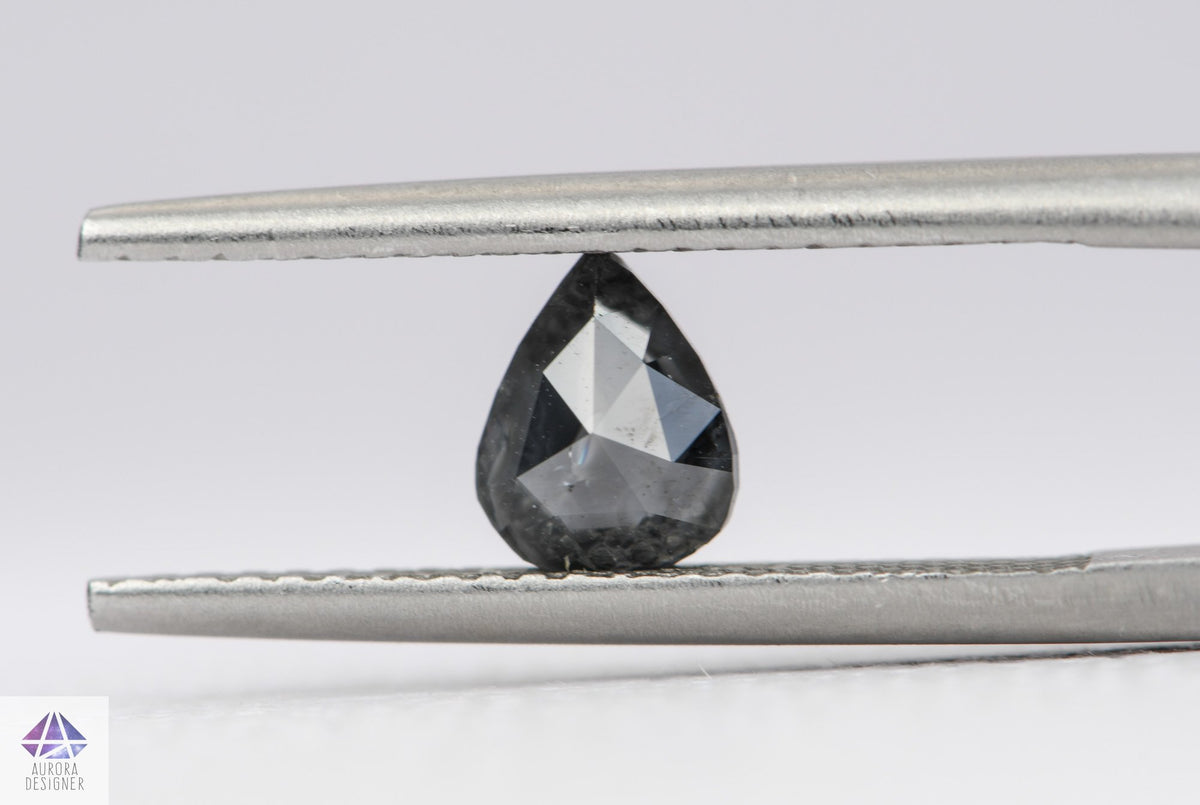 0.76ct Pear Shape Salt and Pepper Rose Cut Diamond, 6.4*5.1*3.1mm SPP64