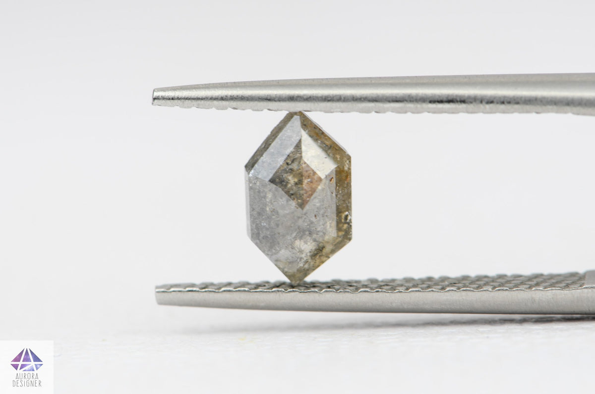 0.77ct Hexagon Shape Salt and Pepper Diamond, 7.9*4.5*2.4mm SPH59