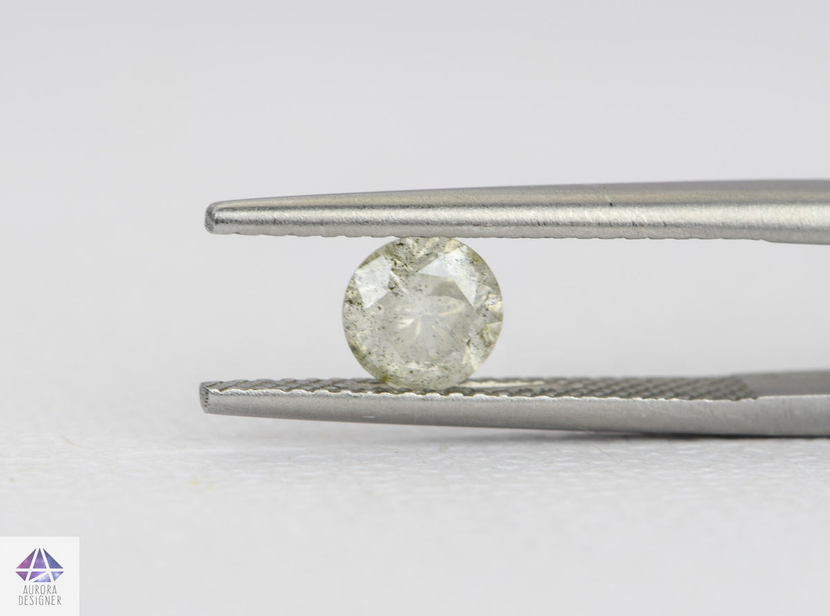 0.77ct Round Shape Salt and Pepper Diamond, 5.6*3.7mm RBC07