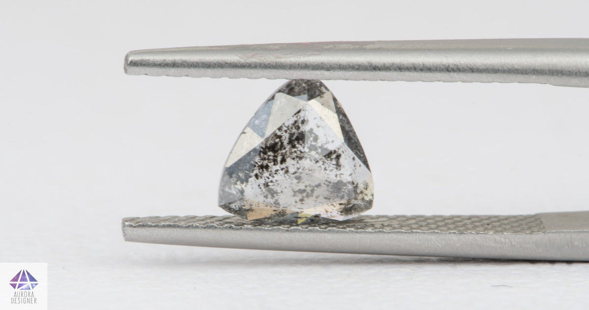 0.77ct Triangle Shape Salt and Pepper Rose Cut Diamond, 7.4*6.9*2.0mm SPT11