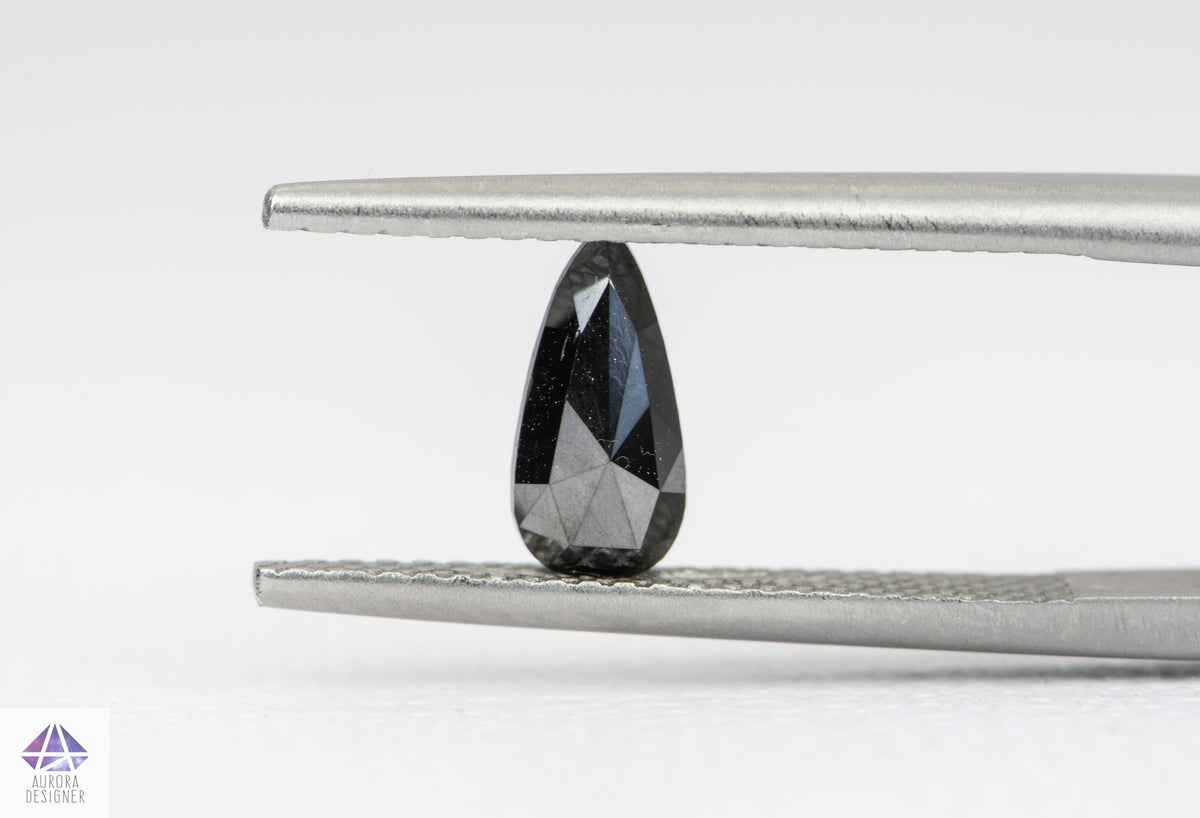 0.78ct Pear Shape Salt and Pepper Rose Cut Diamond, 8.5*4.4*2.6mm SPP84