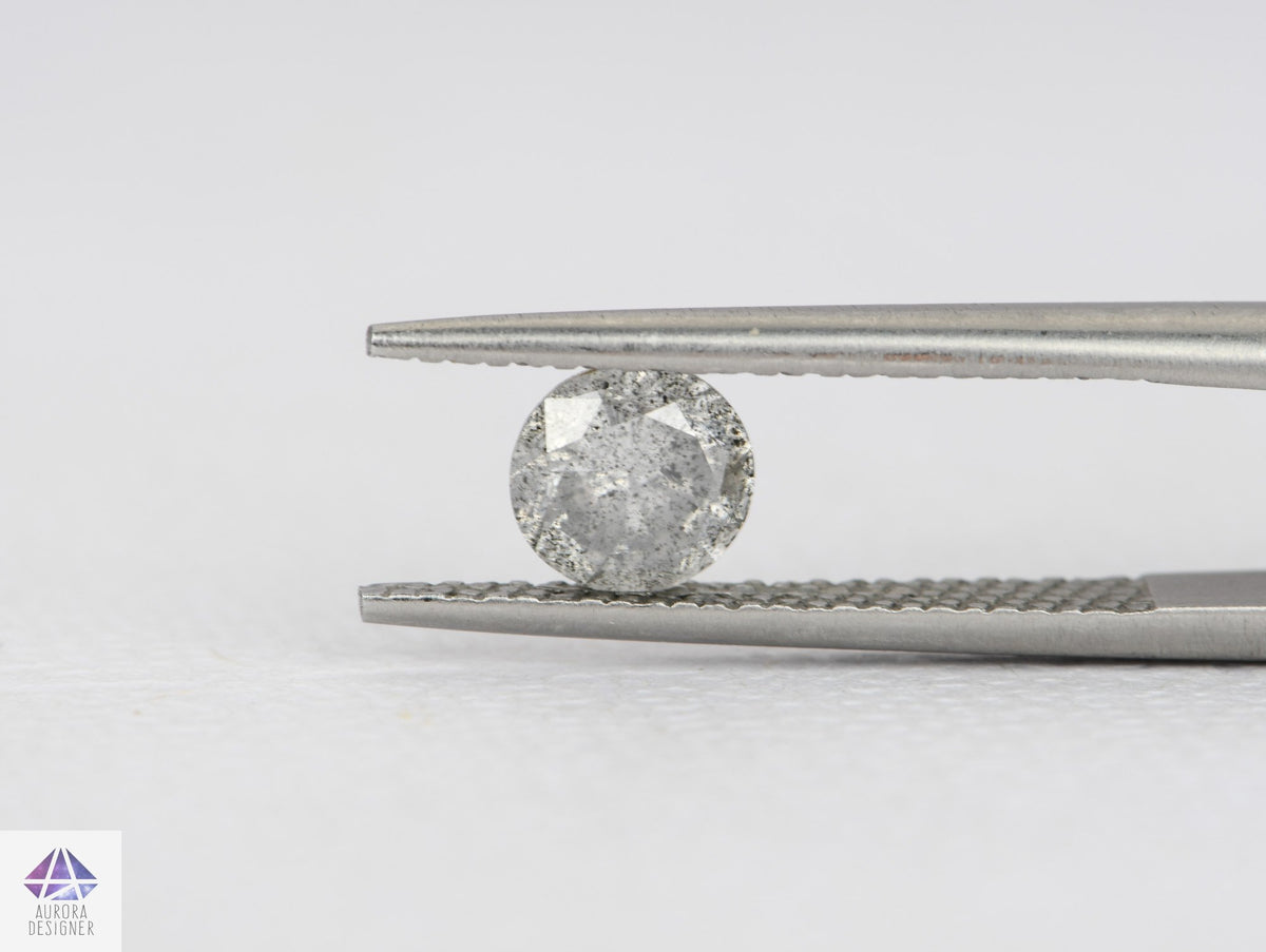 0.81ct Round Shape Salt and Pepper Diamond, 5.8*3.7mm RBC28