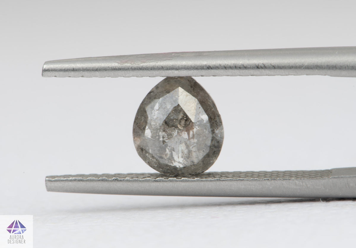 0.83ct Pear Shape Salt and Pepper Rosecut Diamond, 7.2*6.1*2.4mm SPP108