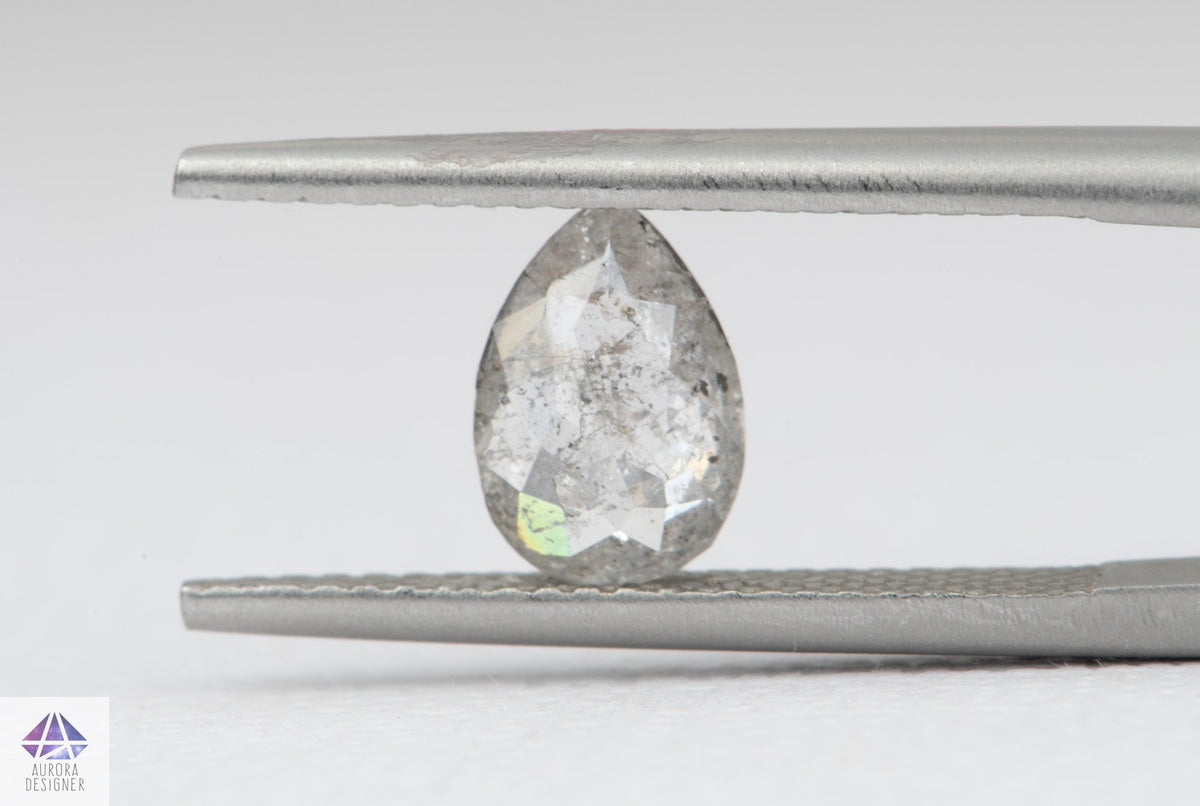 0.83ct Pear Shape Salt and Pepper Rosecut Diamond, 8.3*5.6*2.3mm SPP111