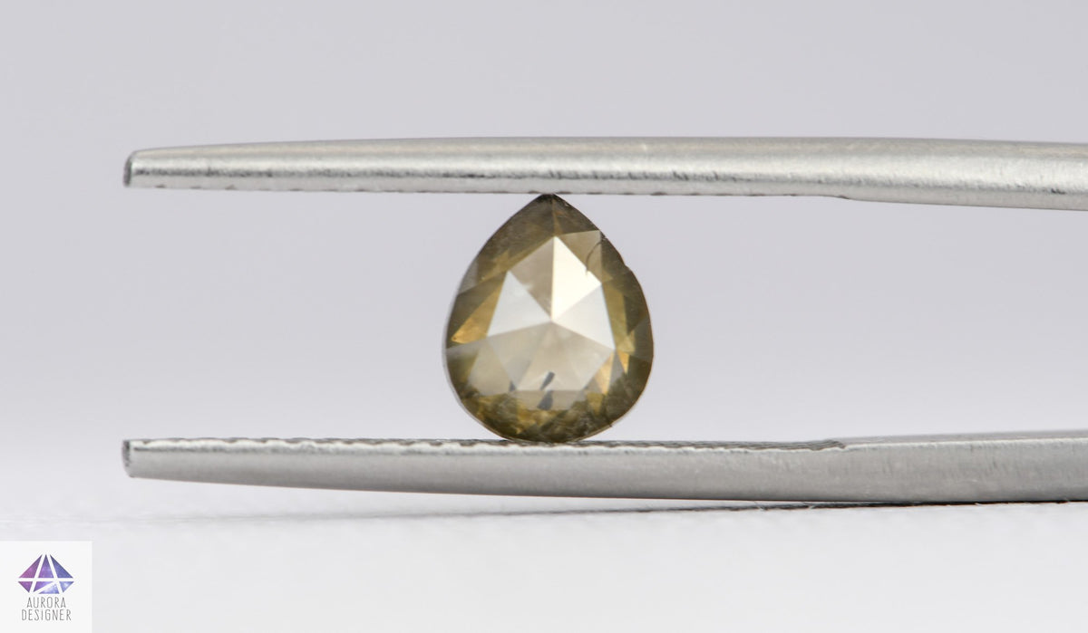 0.84ct Pear Shape Salt and Pepper Rose Cut Diamond, 7.0*5.7*2.8mm SPP80