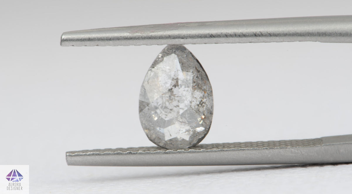 0.86ct Pear Shape Salt and Pepper Rosecut Diamond, 8.3*5.6*2.6mm SPP112