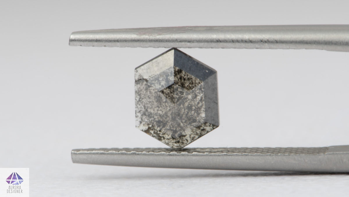 0.90ct Hexagon Shape Salt and Pepper Diamond, 7.9*6.3*2.1mm SPH154