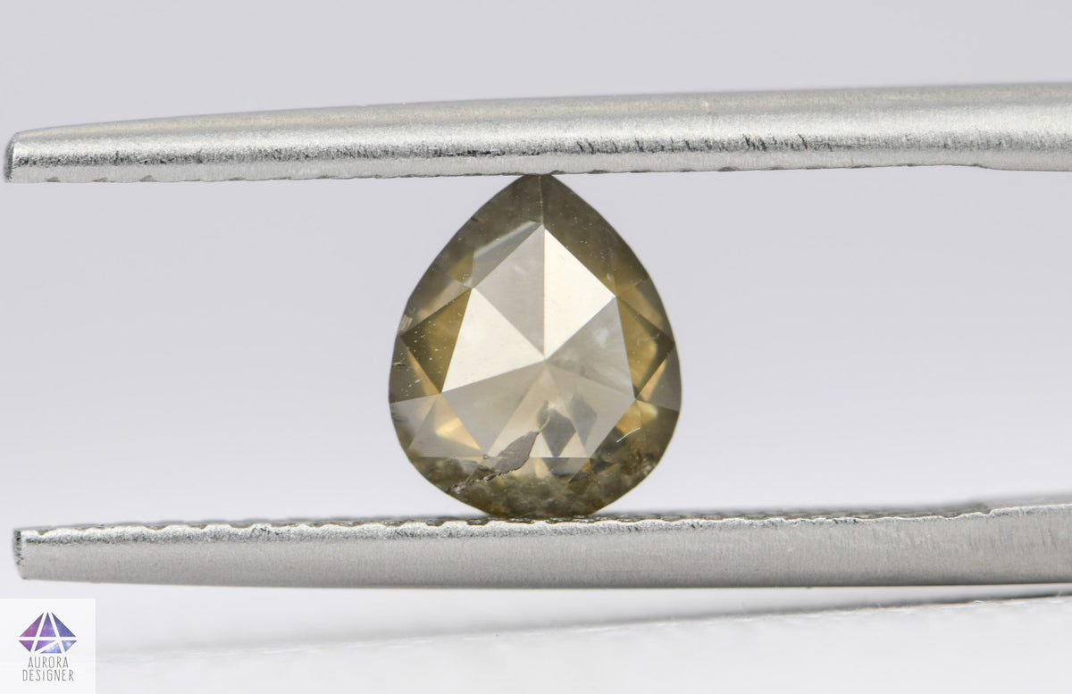 0.91ct Pear Shape Salt and Pepper Rose Cut Diamond, 7.1*5.8*2.9mm SPP81