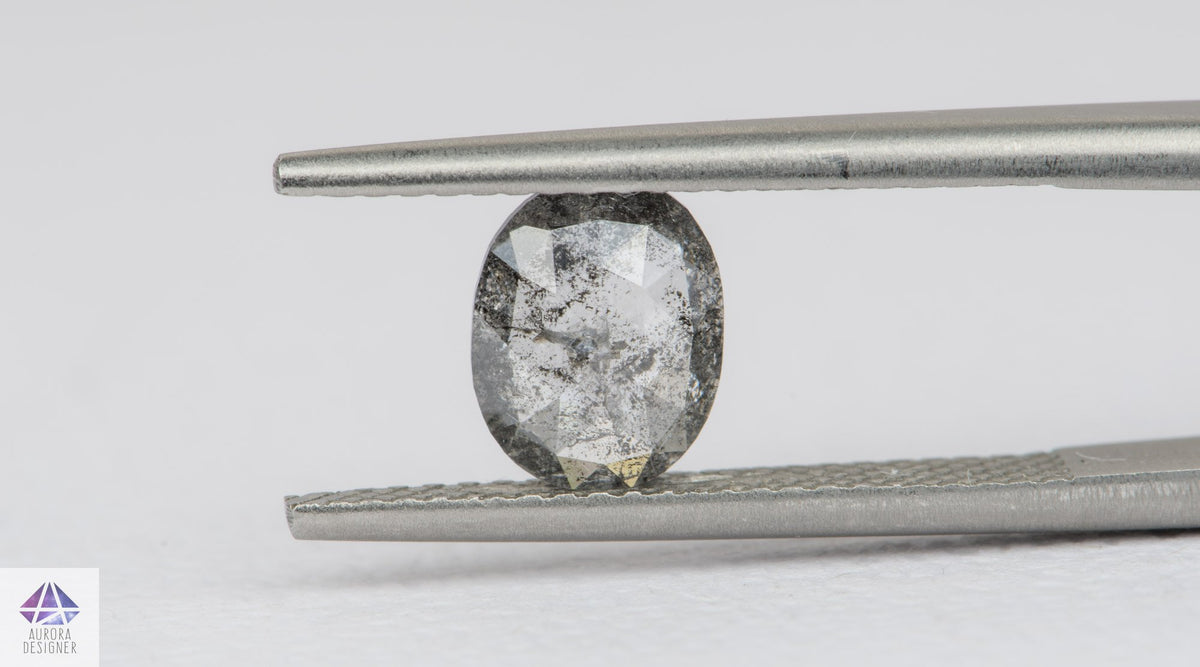 0.92ct Oval Shape Salt and Pepper Rosecut Diamond, 7.6*6.1*2.2mm SPS23