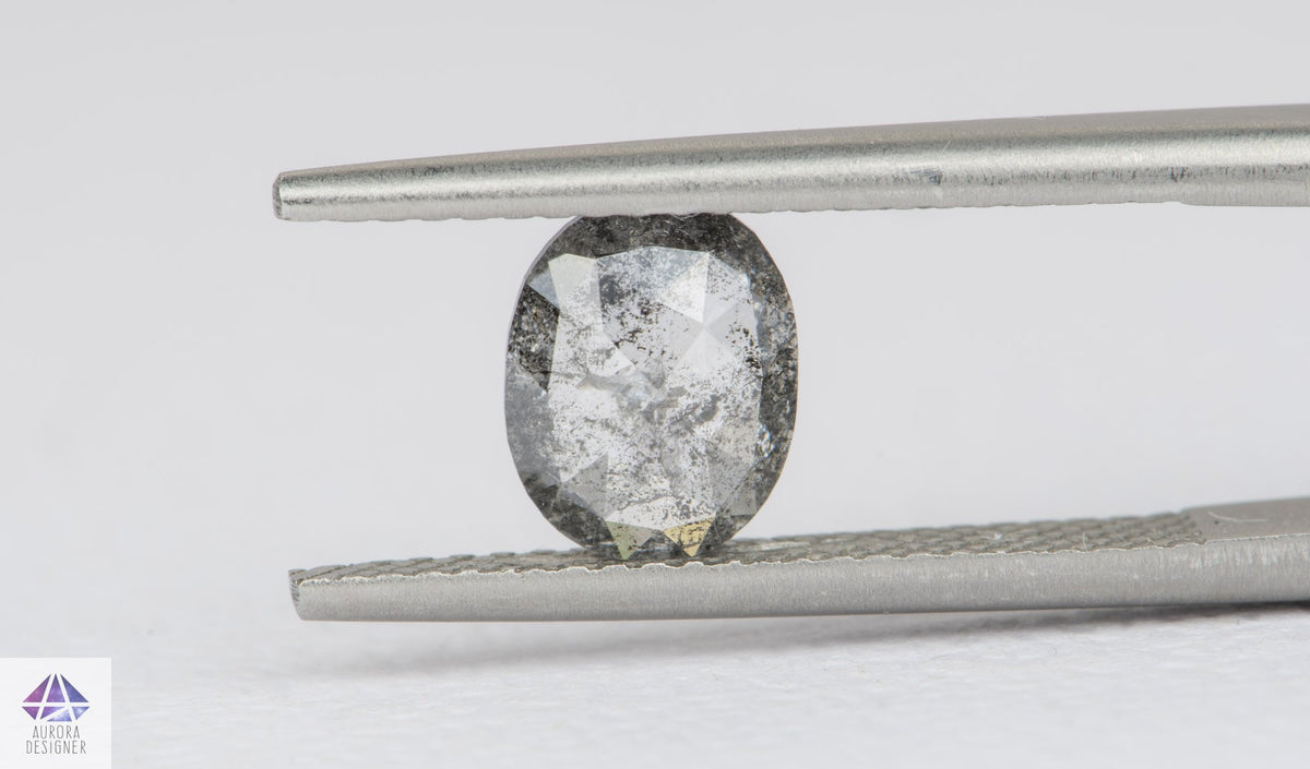 0.92ct Oval Shape Salt and Pepper Rosecut Diamond, 7.6*6.1*2.2mm SPS23