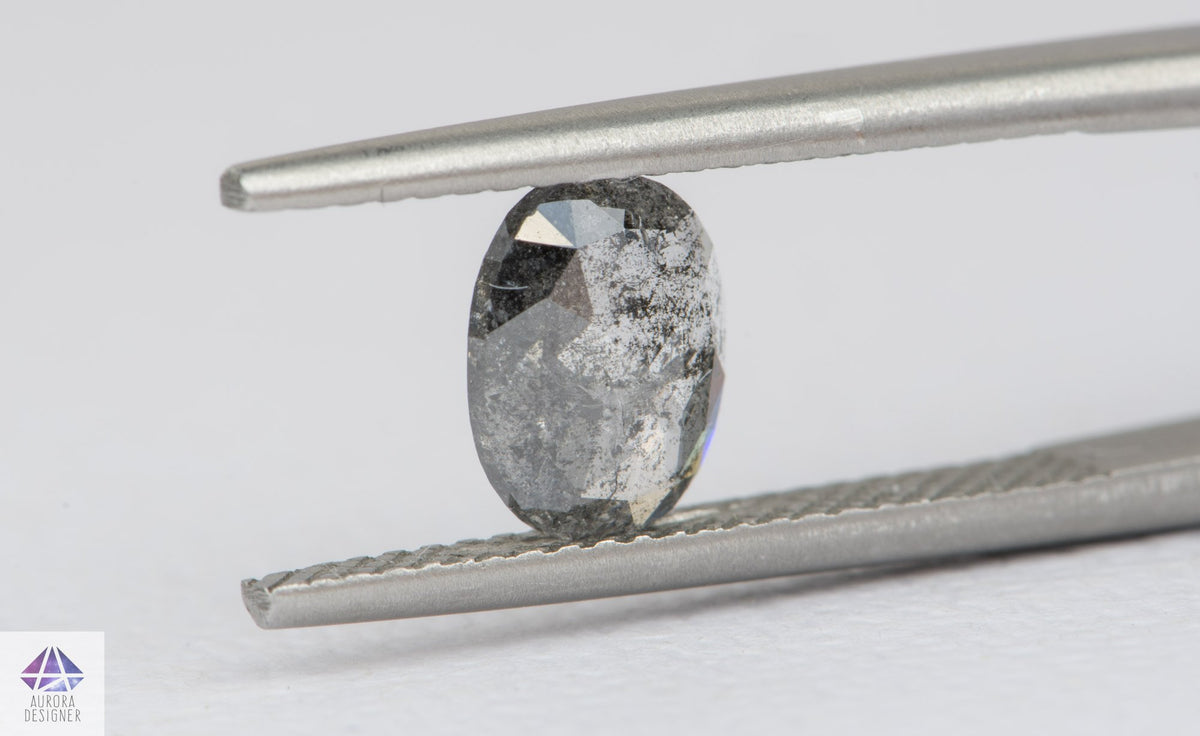0.93ct Oval Shape Salt and Pepper Rosecut Diamond, 7.6*6.2*2.1mm SPS22
