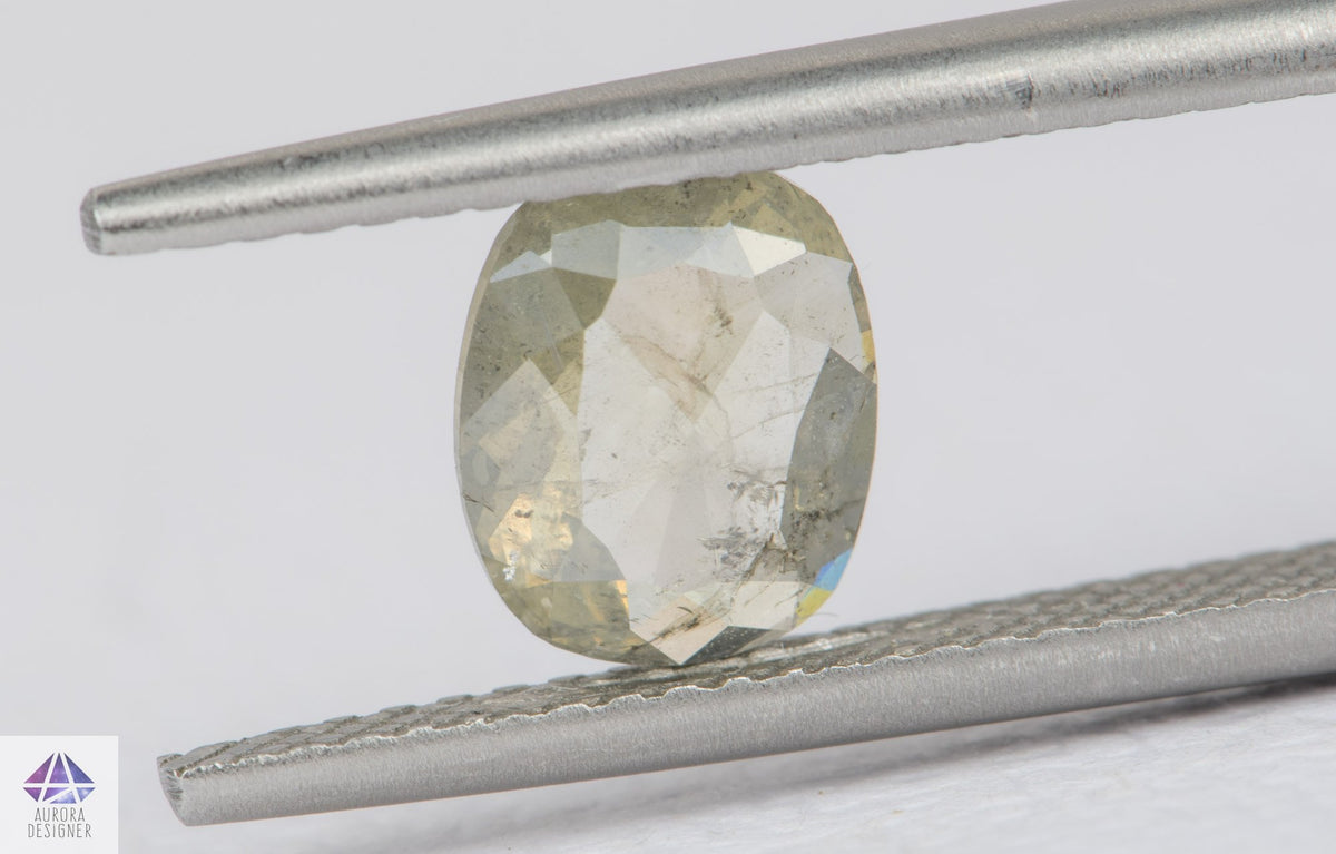 0.94ct Oval Shape Salt and Pepper Rosecut Diamond, 7.5*6.3*2.1mm SPS104