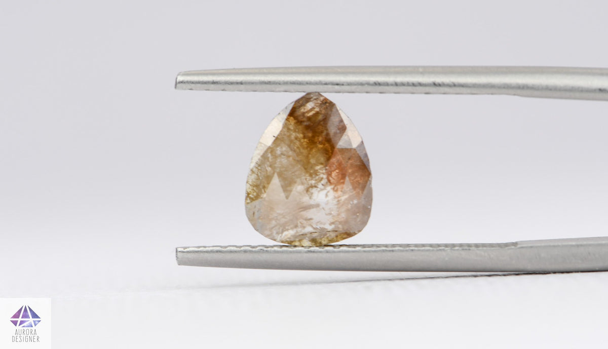 0.94ct Pear Shape Salt and Pepper Rose Cut Diamond, 8.8*7.2mm SPP09