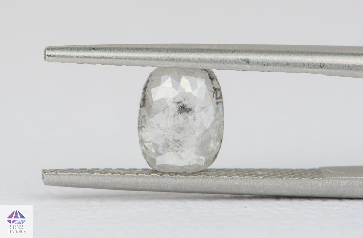 0.98ct Oval Shape Salt and Pepper Rosecut Diamond, 7.6*5.8*2.3mm SPS50