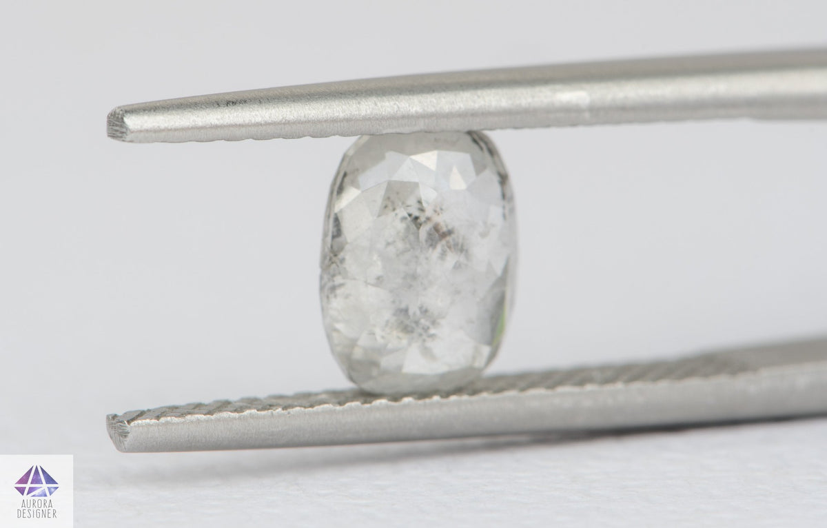 0.98ct Oval Shape Salt and Pepper Rosecut Diamond, 7.6*5.8*2.3mm SPS50